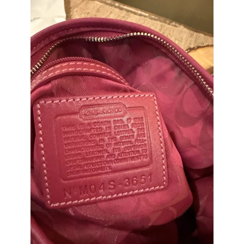 Coach Hobo Top Zip Raspberry Leather Hobo‎ Shoulder Bag  #3651  Rare Authentic
